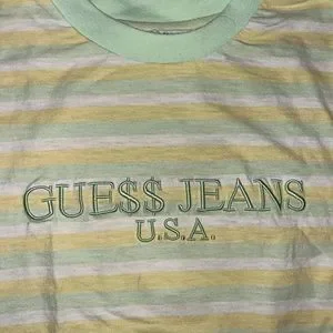 T-shirt Vintage ASAP Rocky X GUESS – Rayé Jaune, Bleu, Orange – Taille XS – Homme – Occasion
